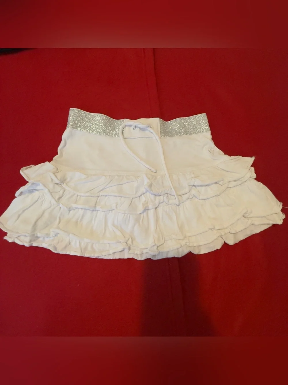 Justice White Ruffled Skirt with Sparkle Waistband